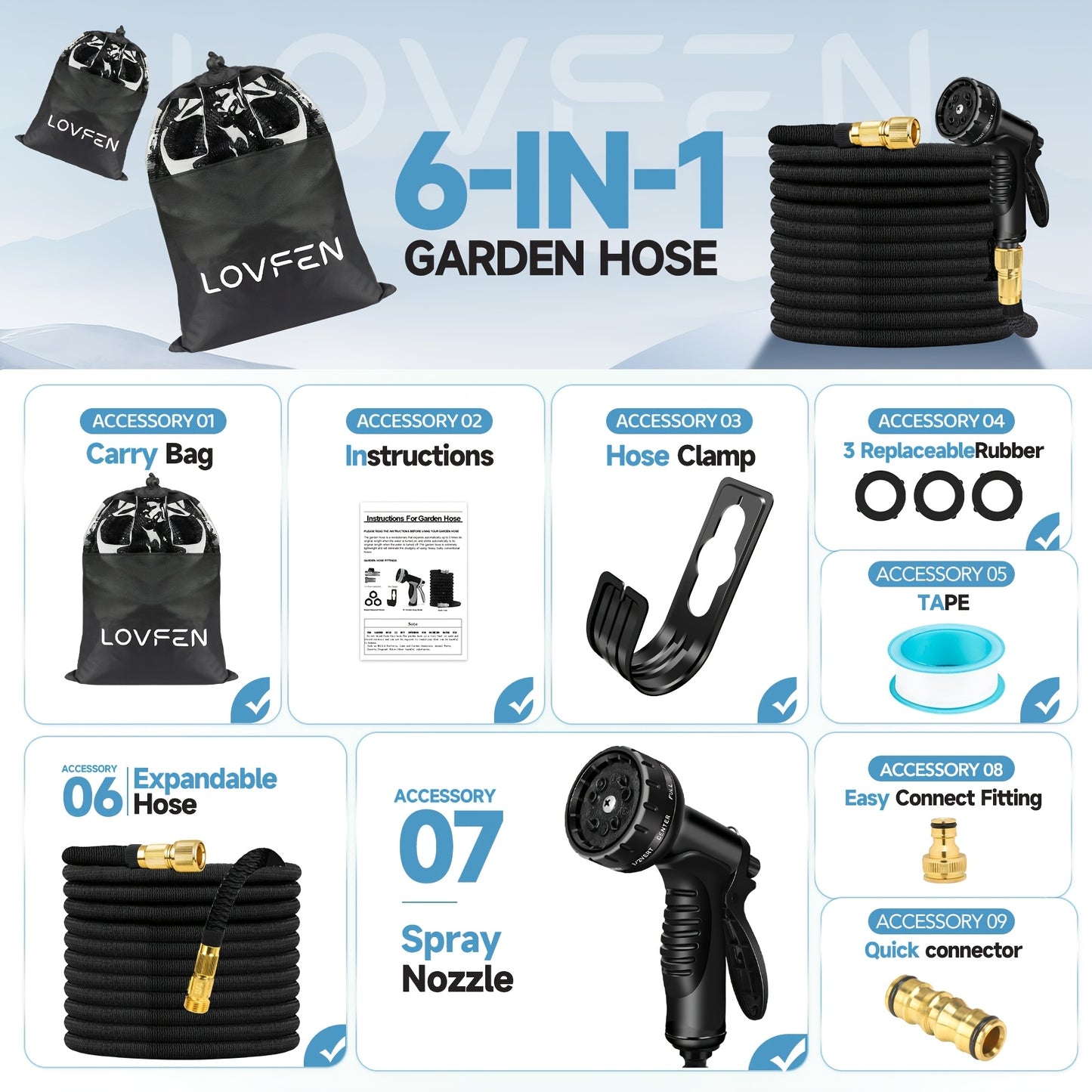 30.48meter 3X Expandable Watering Hose - 3X Flexible, High-Pressure, Kink-Resistant, Durable Cleaning Hose for Garden, Car Wash, And Watering Equipment - Easy to Store And Maneuver 7.62/15.24/22.86/30.48/45.72meter
