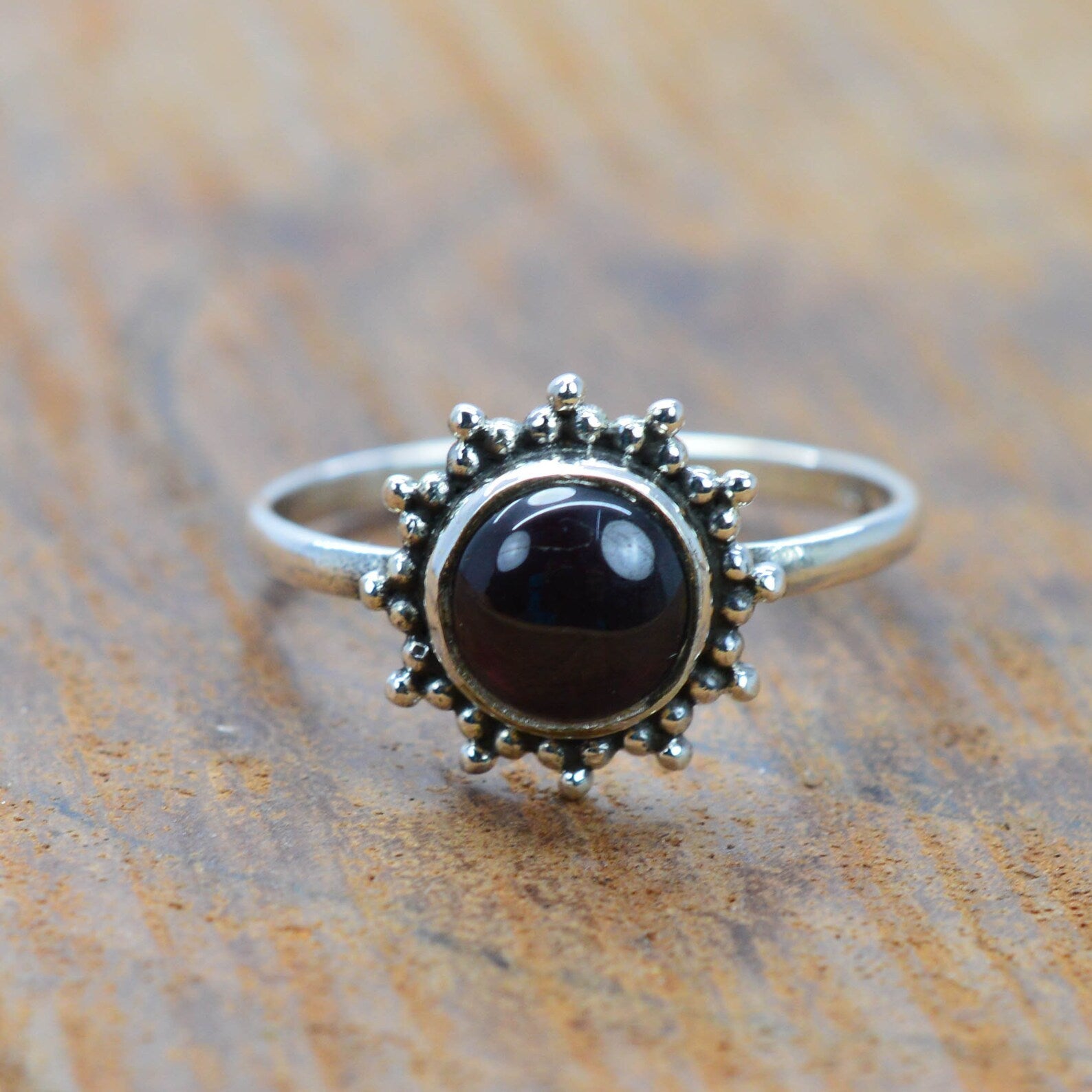 Ring Sterling Silver Gemstone Flower for layering and statement styling