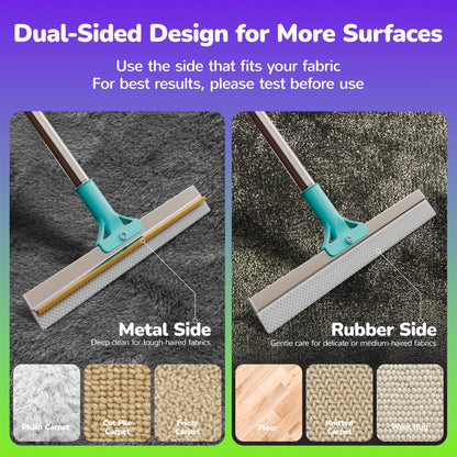 Pet Hair Remover & Carpet Rake - 129.54 cm Long Handle, Extra Wide Head for Deep Clean On Carpets, Rugs And Carpeted Stairs, Reusable Dog And Cat Hair Tool, Spring Cleaning Essential
