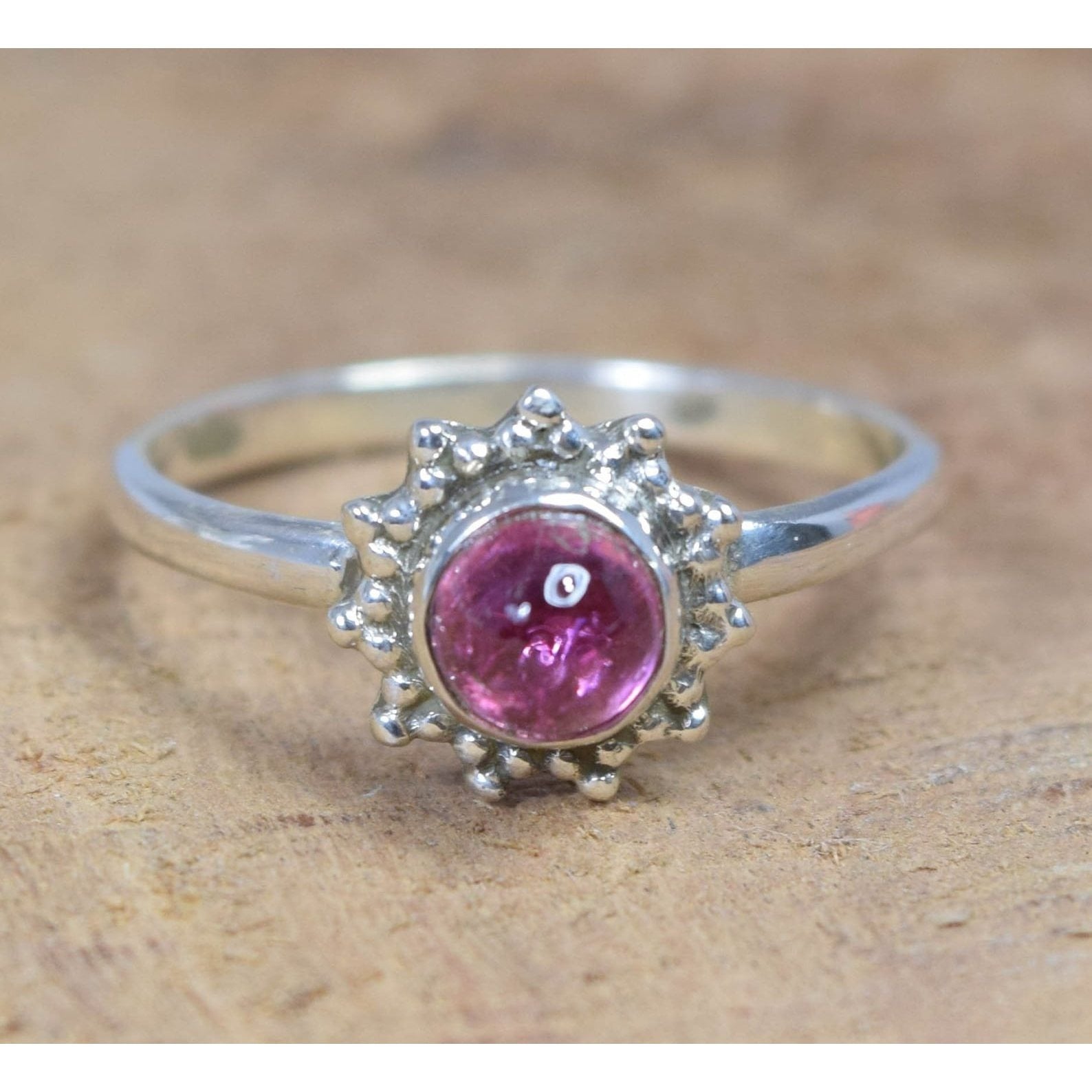 Ring Sterling Silver Gemstone Flower for layering and statement styling
