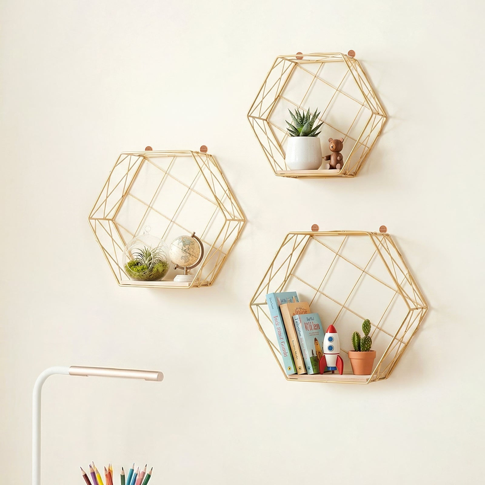 Gold Floating Display Shelves - Set of Three - size and specification view 4