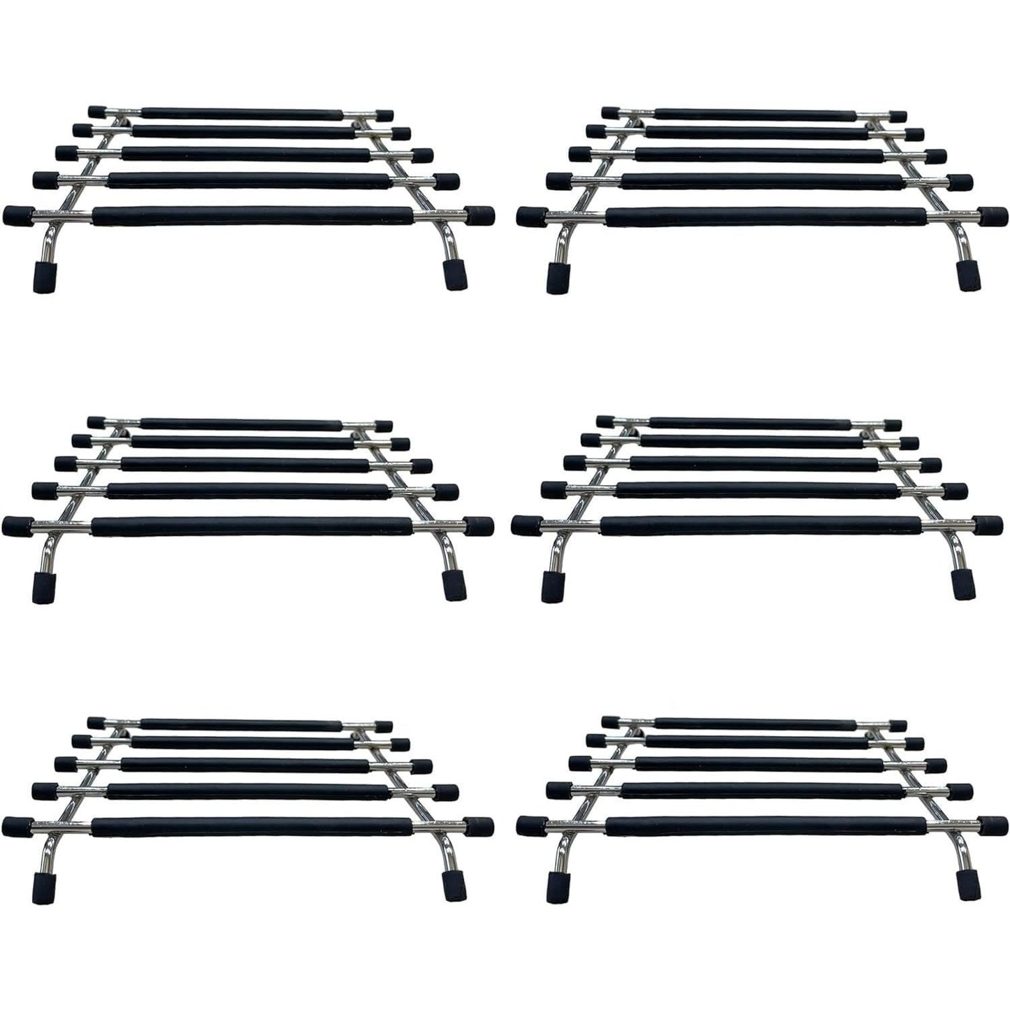 2pack Kitchen Trivet Stand with Anti Slip Base Stainless Steel Trivets for Kitchen Worktops, Hot Pans, Hot Trays & Plates Stand Heatproof Kitchen Accessories Table Mats Placemats (Black (pack of 2))