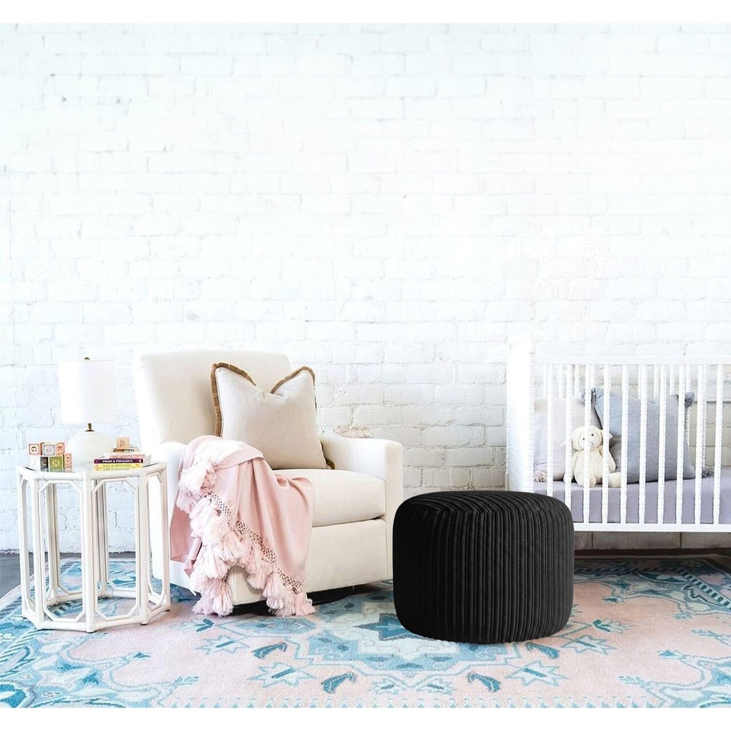 Jumbo Cord Footstool Pouffe, Round Shape Corduroy Bean Bag Ottoman Footrest for Lounge & Bedroom, Durable & Stylish Ergonomic Design