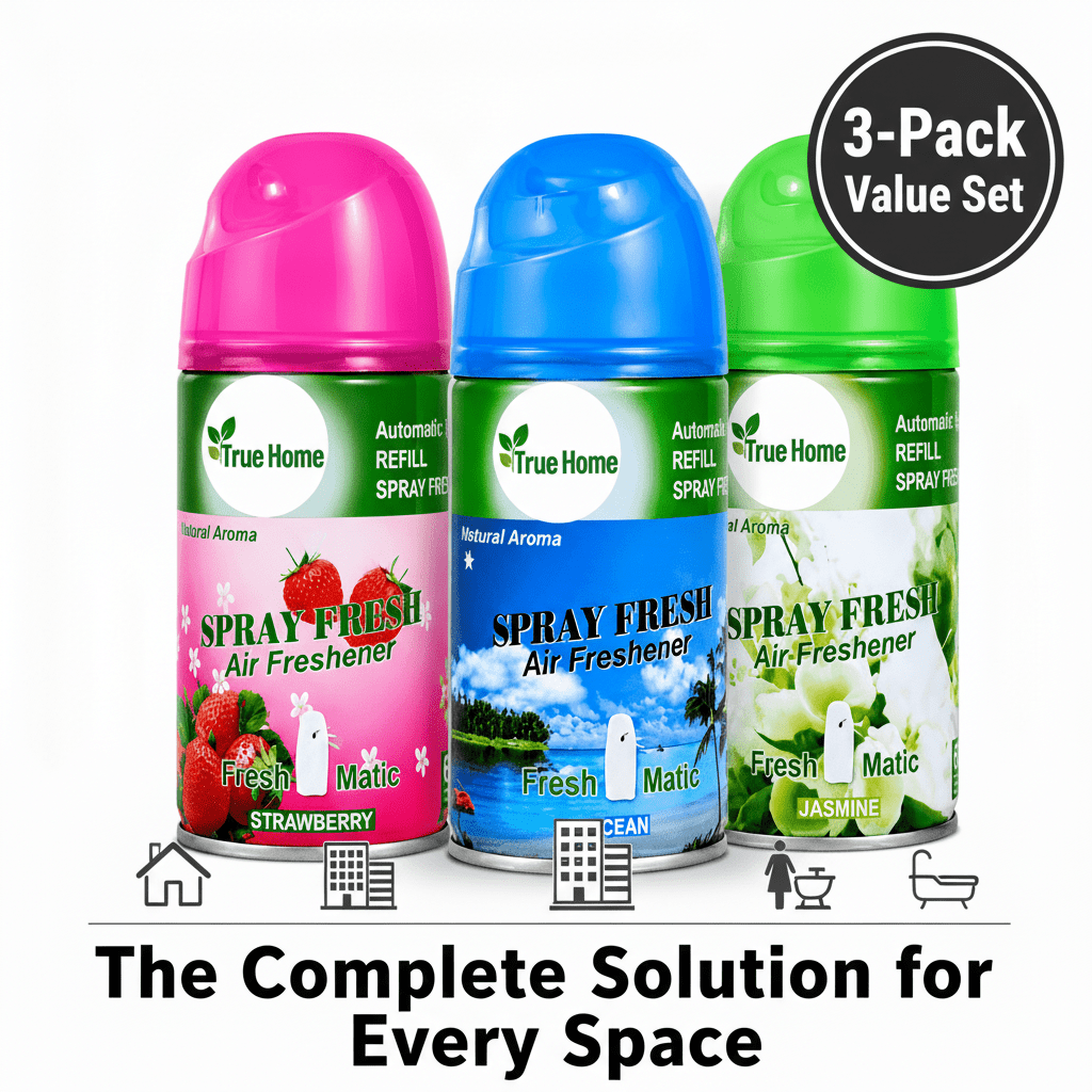 3 Pack Fragrance Dispenser Refill Cans – 3 Pack Air Freshener Refills, Automatic Fragrance Dispenser Spray Cans for Home, Office, Bathroom & Washroom, Jasmine & Lavendermine & Lavender Room Scent Refills for Home, Office, Washroom & Everyday Living Spaces