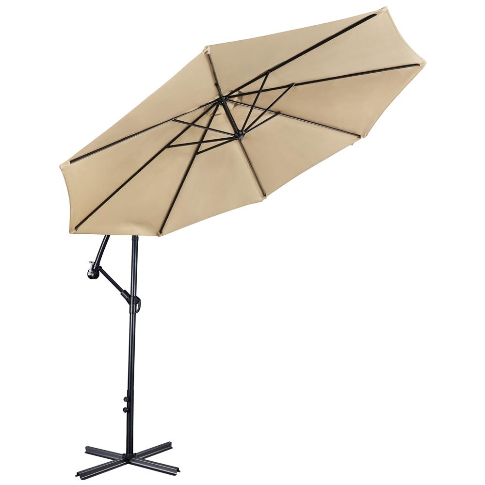 Costoffs Outdoor Umbrella, 3M Patio Offset Umbrella, Outdoor Hanging Umbrella, Banana Parasol Sun Shade Shelter, Market Backyard Umbrella with Crank & Cross Base for Beach/Outdoor/Party/Garden