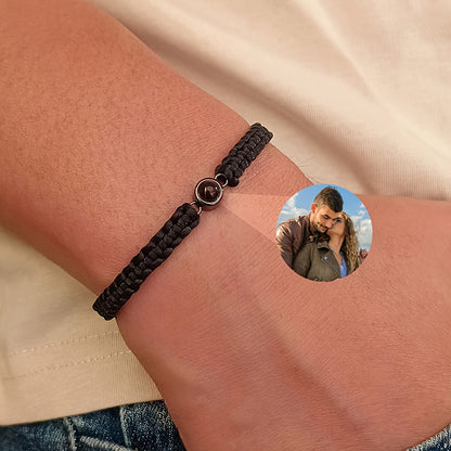[Custom Photo Bracelet] Personalized Custom Photo Projection Bracelet | Hand-Woven Rope Unisex Bohemian Fashion Jewelry - Memorial Couple Bestie Gift for Birthday Anniversary Valentine's Day Christmas Father's Day