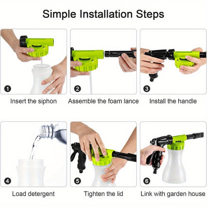 Wash Foam Cannon 900ml Car Foam Sprayer Snow Foam Gun Bottle Snow Foam Sprayer Adjustable Car Cleaning Spray Tool Hose Pipe Sprayer for Car Home Garden Wash (Green)