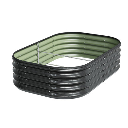 Galvanized Planter Garden Boxes Outdoor, Oval Large Metal Galvanized Raised Garden Bed for Vegetables, 2 Sizes 2 Colours Available