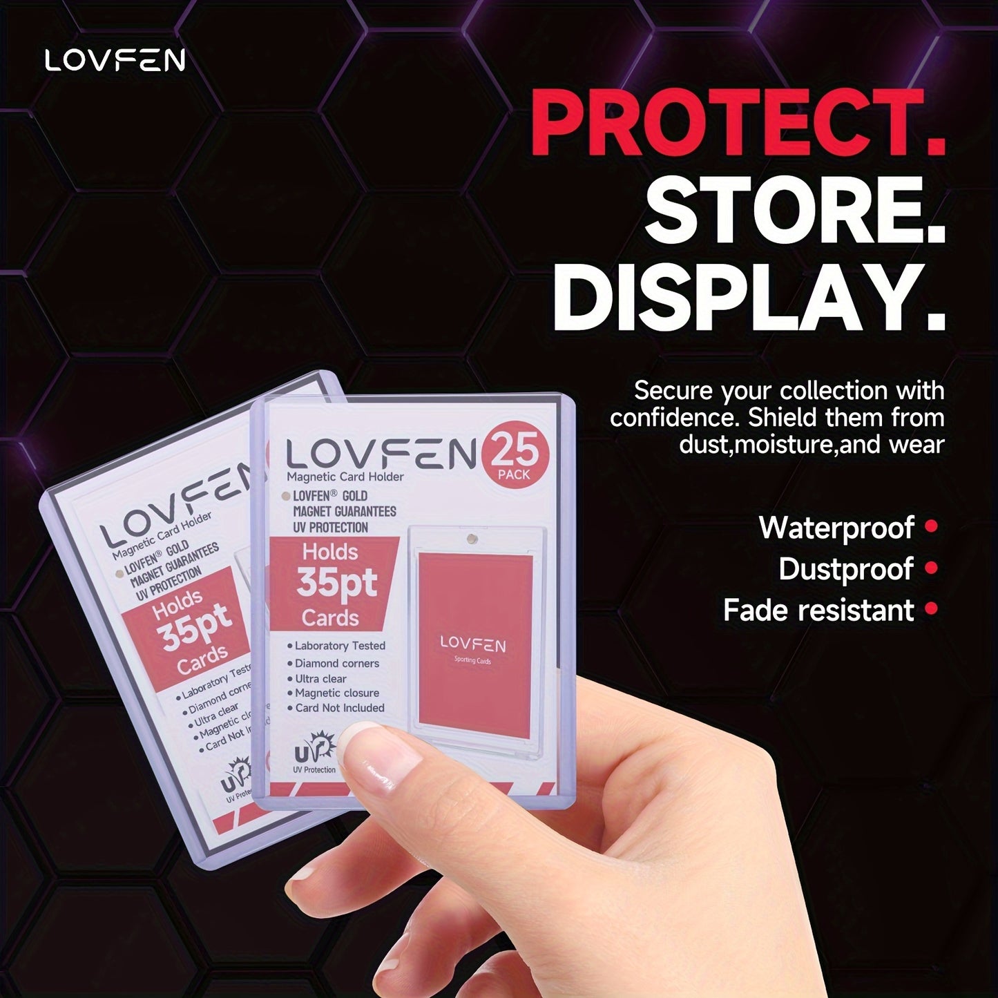 LOVFEN - 35pt Top Load for Cards - 1000 Count(40x25 Pack) - Regular 7.62x10.16 cm Trading Card Topload - Protect Your Baseball And Sports Cards with These Crystal Clear Hard Plastic Sleeves Protectors