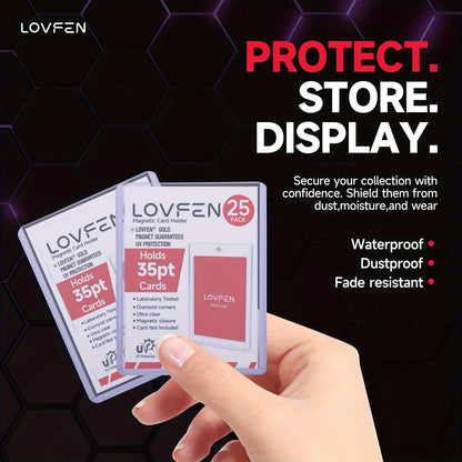 LOVFEN - 1000 Count 35Pt Topload Holders for Cards - Crystal Clear, Sturdy 35Pt PVC Material, Safe And Acid-Free, 10 Packs of 100 - Perfect for Storage And Display, Halloween And Christmas Presents