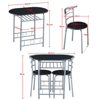 Compact 3-Piece Dining Set with Two Chairs and Storage Shelf - product detail 4