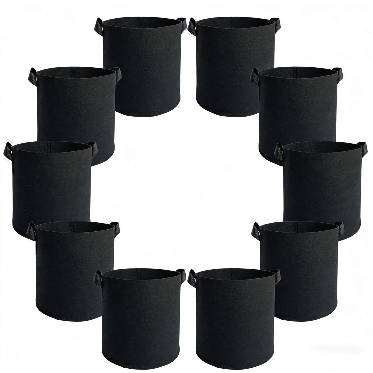 5Pack/10Pack Heavy Duty Grow Bags - Thickened Nonwoven Fabric Raised Garden Plant Pots with Aeration Holes And Sturdy Green Border, Collapsible/Outdoor Self-Watering Bags for Vegetables, Herbs, Flowers, 11.36/18.93/26.5L