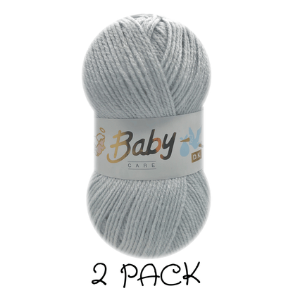 Woolcraft - Baby Care Double Knitting Yarn - 2 or 5 Pack of 100g Balls of 100% Acrylic Yarn - 13 Colours Available - Aqua, Beige, Baby Blue, Oyster, Denim, Lilac, Mint, Peach, Baby Pink, Rouge, Silver, White or Lemon - Perfect for Knitting or Crochet