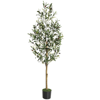 6FT/180cm Artificial Olive Tree Artificial Plant Large Artificial Plant Decoration Indoor Outdoor Home Office Kitchen Living Room Patio Garden Modern Decoration Best for Promotional Housewarming Halloween, Christmas Gift for Keeping Birds and Cats and Oth
