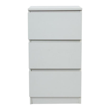 Wooden Slim Bedside Table Narrow Nightstand Side Table with 3 Drawers Storage, Tall Telephone Bedside Cabinets Sofa Side End Tables for Bedroom Small Spaces Living Room, Accent Furniture, White Coffee Tea Table, 32x30x59cm