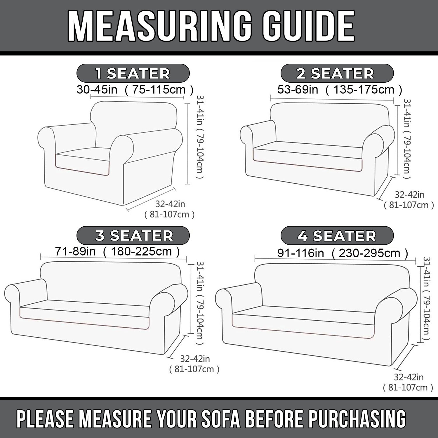 Stretch Sofa Cover – One to Three-Seater Colour Options