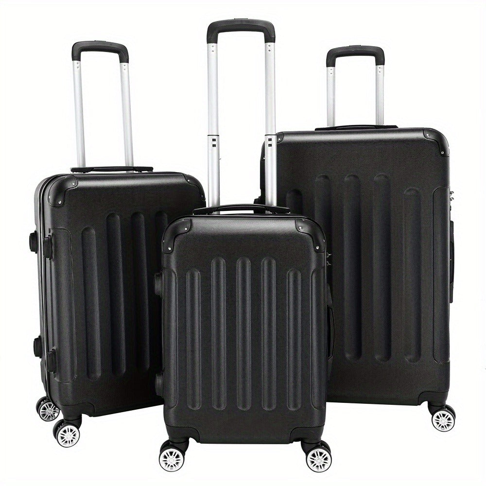 3 Piece ABS Suitcase Set Lightweight Hard Shell Carry-On Hand Luggage Trolley Case 4 Spinner Wheels Travel Set Blue Black Grey Red
