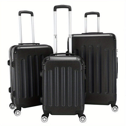 3 Piece ABS Suitcase Set Lightweight Hard Shell Carry-On Hand Luggage Trolley Case 4 Spinner Wheels Travel Set Blue Black Grey Red