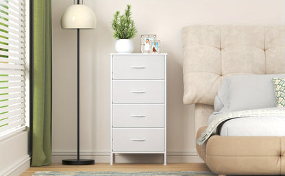 4-Drawer Dresser Storage Cabinet with Metal Frame & MDF Top, Adjustable Feet, Anti-Tip Safety - Stylish And Spacious Storage Unit for Bedroom Or Living Room (44.96cm X 29.97cm X 90.93cm)