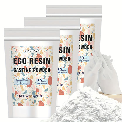 Eco Resin Casting Powder - 3000g Ceramic Resin Powders Kit, Fast Curing, Easy to Demold, Water Mixed Activated - Toxic-Free, Odorless - Plaster Casting Kit for DIY Home Art Crafts