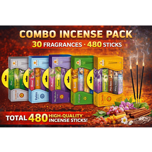 Flute Incense stick combo pack of 30 Fragrance (480sticks) | Huge Bundle | All in one pack | Cycle Brand Incense | Hand made Incense from India | Home Fragrance | Oudh, Agarwood |