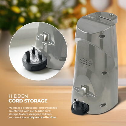 Schallen Electric Can Opener Automatic 3-in-1 Kitchen Appliance with Hands-Free Can Opening, Built-In Bottle Opener & Knife Sharpener | Electric Tin Opener for Easy Opening Cans, Jars, and Bottles | Hidden Power Cord Storage | Stainless Steel Durable Kitc