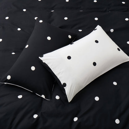 3pcs Polka Dot Printed Duvet Cover Set, Reversible Soft Breathable Microfiber, All-Season, Machine Washable, Includes Pillowcases for Bedroom, Guest Room, Dorm
