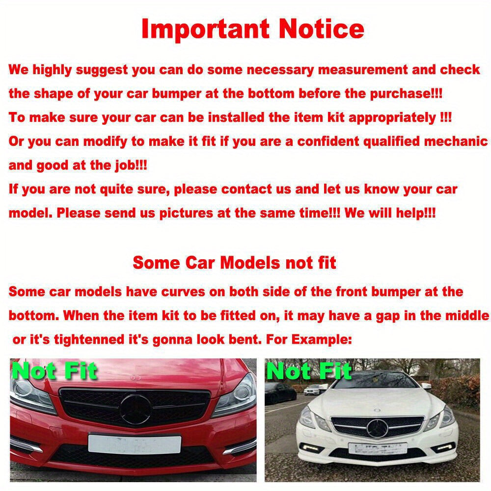 Universal Gloss Black Front Bumper Protector Lip Body Spoiler Chin Splitter Kit