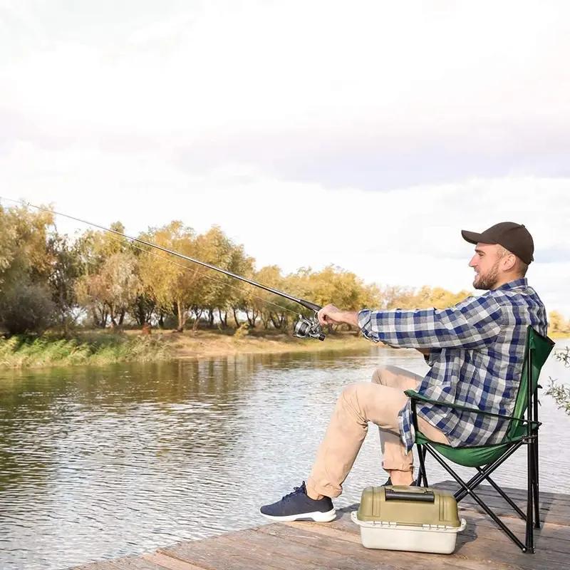 1pc Portable Fishing Chair Foldable Outdoor Chairs Camp Seat with Carrier Bag & Net Mesh Cup Holder, Lightweight Easy Clean Seating for Beach, Camping, Hiking, Parties, Barbecue, Garden, 85x50cm Green 1 Pack