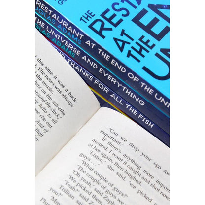 The Complete Hitchhiker's Guide to the Galaxy Box set 5 Paperback Books for Ages 12+ by Douglas Adams Humorous Fantasy Adventure Classic Saga Trilogy
