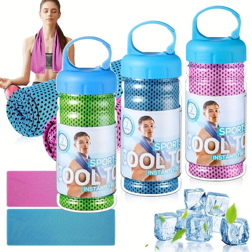 3pcs Ice Towel & Cup Portable Set - Lightweight Reusable Suitable for Fitness, Yoga, Outdoor Sports, Gym Towels with Cup Holder Compatible for for Men & Women, Machine Washable for, Travel, Body Care - Hygiene