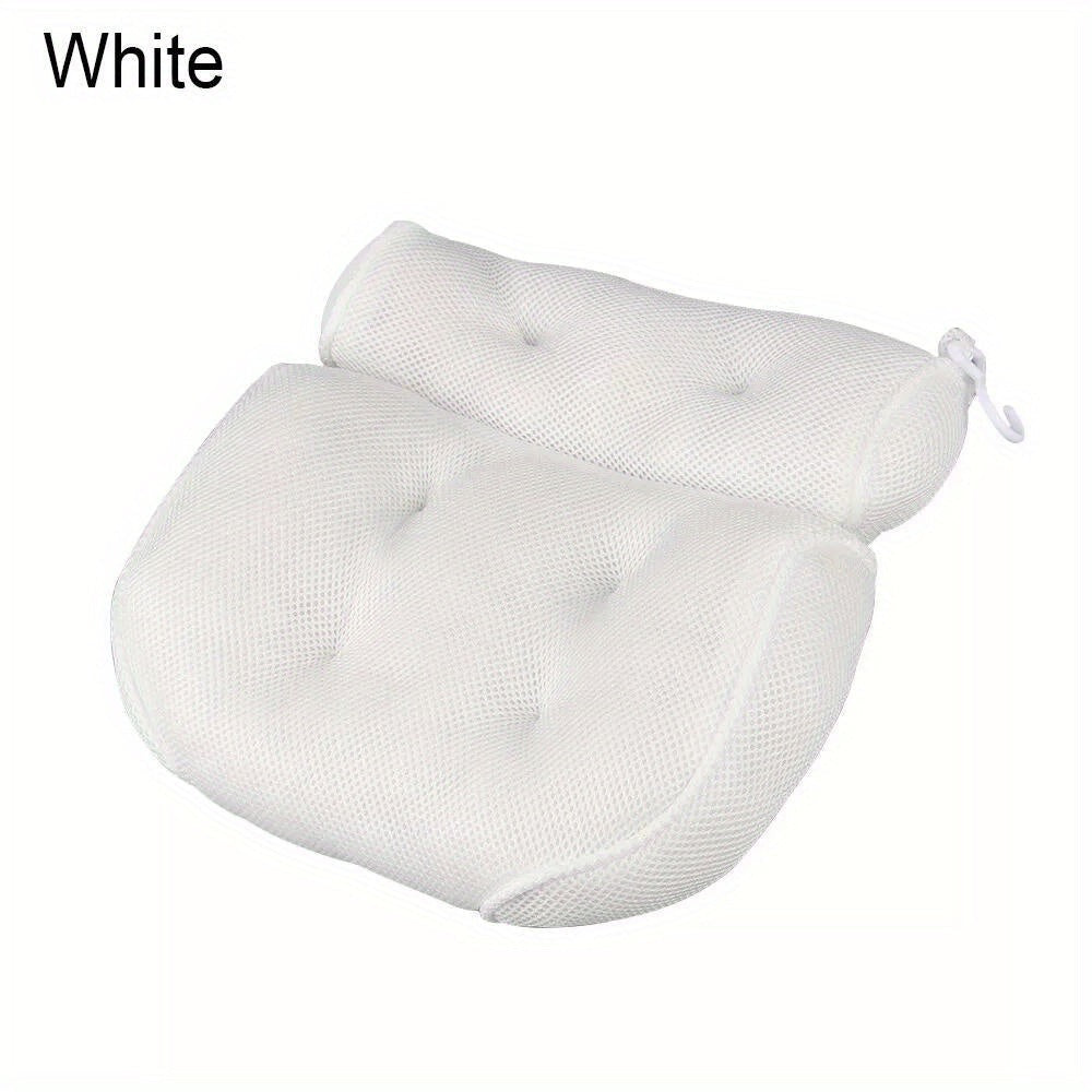Bath Pillow for Bathtub – Non-Slip Spa Bath Cushion with 6 Suction Cups, Ergonomic Head & Neck Support Headrest, Quick-Dry Mesh, 37 x 34 x 10cm Luxury Bathroom Relaxation Accessory