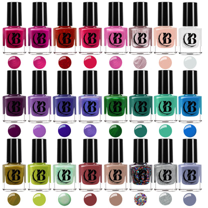 24 x Nail Polish Varnish Set 24 Different Colours Quick Drying British Seller