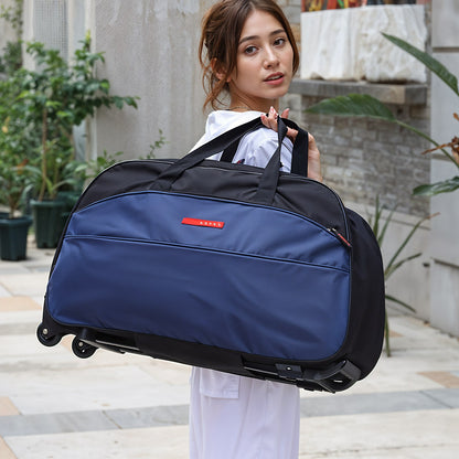 Large Capacity Rolling Travel Bag with Wheels, Lightweight Foldable Luggage Duffel for Weekend Getaways, Business Trips, and Airport Travel, Spacious Carry - on Tote for Packing Essentials