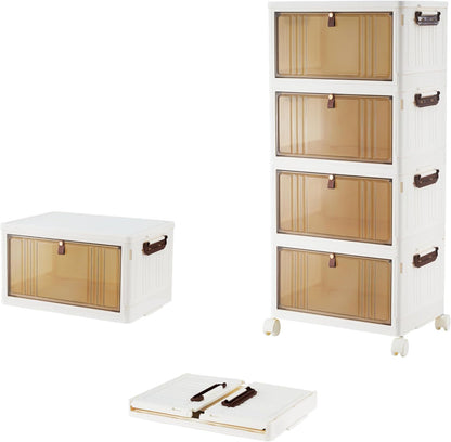 Stackable Storage Box with Wheels, 4 Levels, 28 L