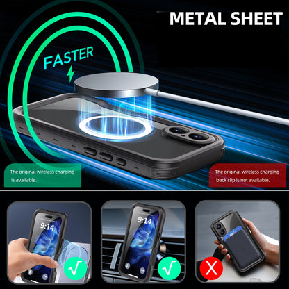For iPhone 16 Plus 16 Pro Max Waterproof 360° Full Body Case Drop-proof Dustproof Snowproof Built-in Screen Protector Phone Case
