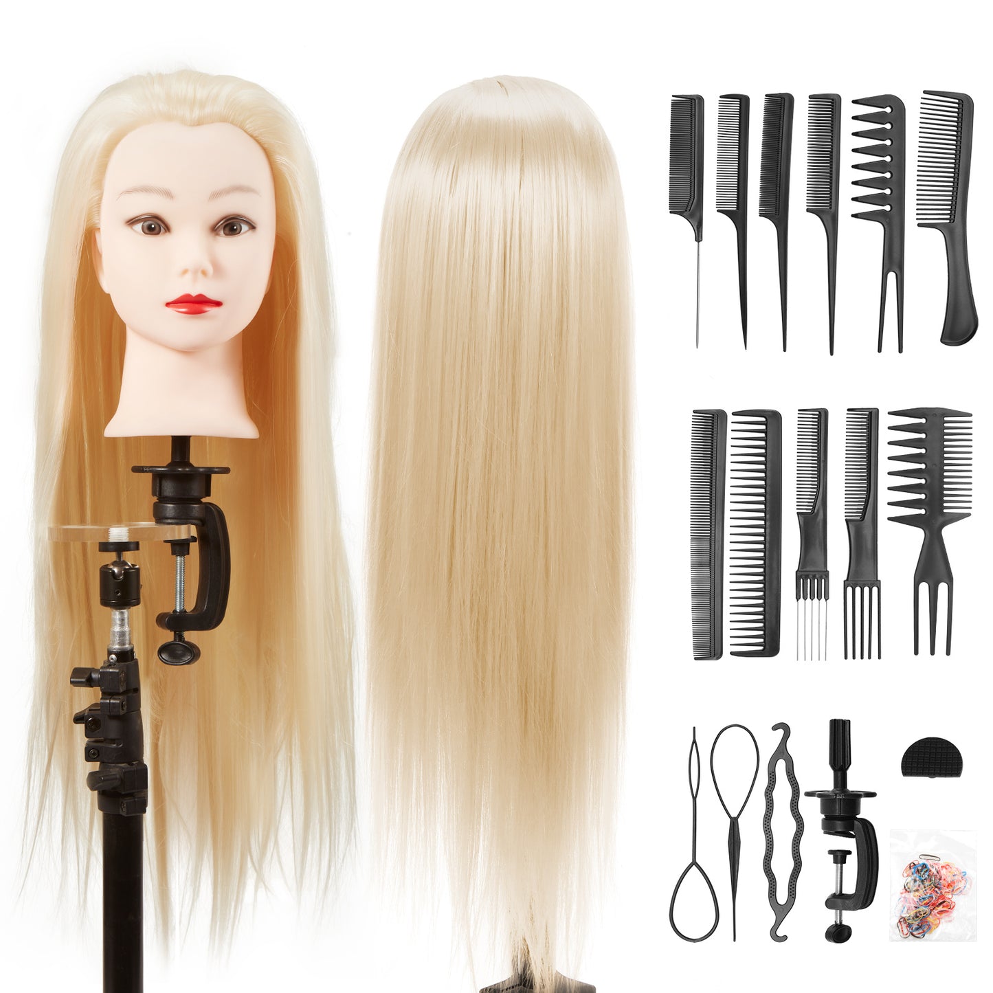 24"/28" Hairdressing Styling Mannequin Doll Salon Training Hair Clamp Professional