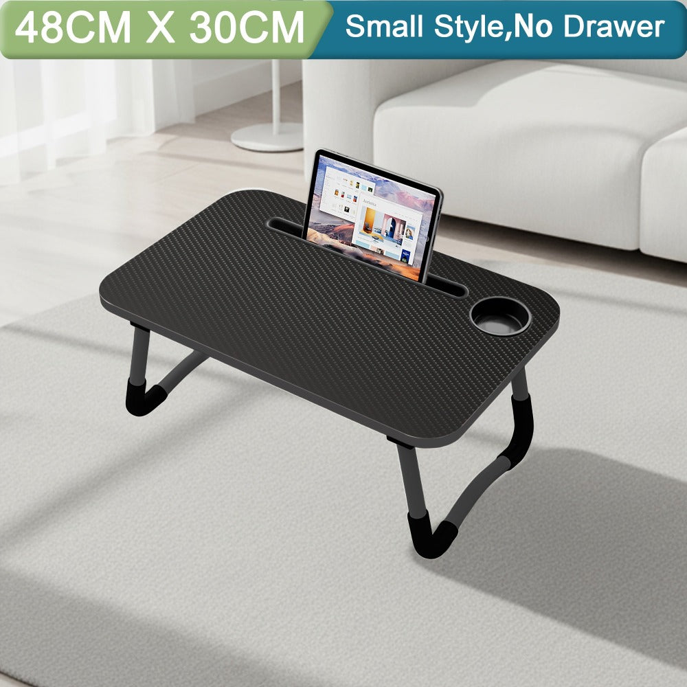Wooden Lap Desk Foldable Laptop Bed Table with Cup Slot - Portable Notebook Stand Tray for Bed Sofa Breakfast Work Reading Multiple Colours & Sizes