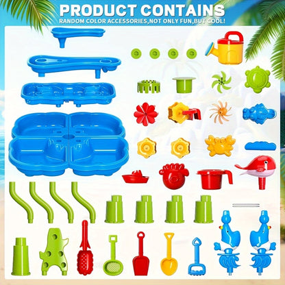 3/4 Tier Sand Water Table, Kids Play Water And Sand Outdoor Activity Sensory Playset with Additions, Summer Pool Backyard Toys Gifts for Boys Girls
