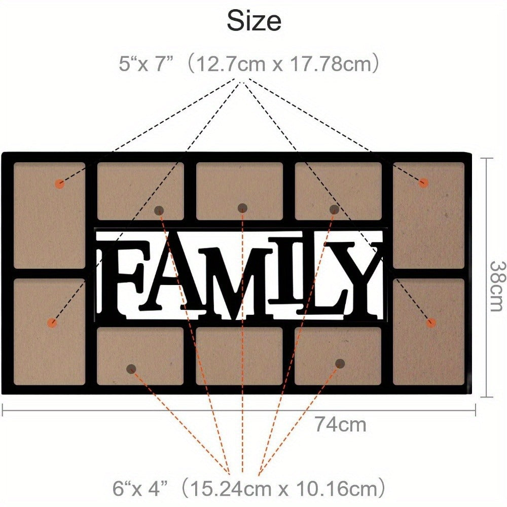 Family Love 10 Multi Aperture Photo Picture Frame Holds 6''X4'' 5''X7'' Photos