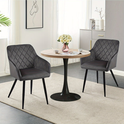 Velvet Leisure Dining Chairs , Upholstered Seat with Arms And Metal Legs , Set Of 2/4 , Occasional Living Room Bedroom Lounge Reception Chairs