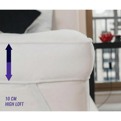 Supersoft Mattress Topper Bed - 4 Inch (10cm) Thick Mattress Topper with Elasticized Corner Straps - White