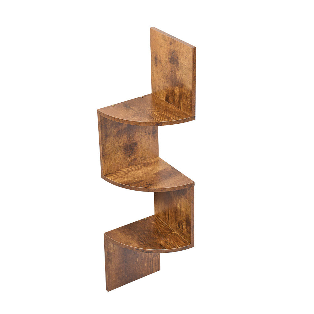 Three-Tier Rustic Corner Wall Shelf with Curved Platforms - product detail 12