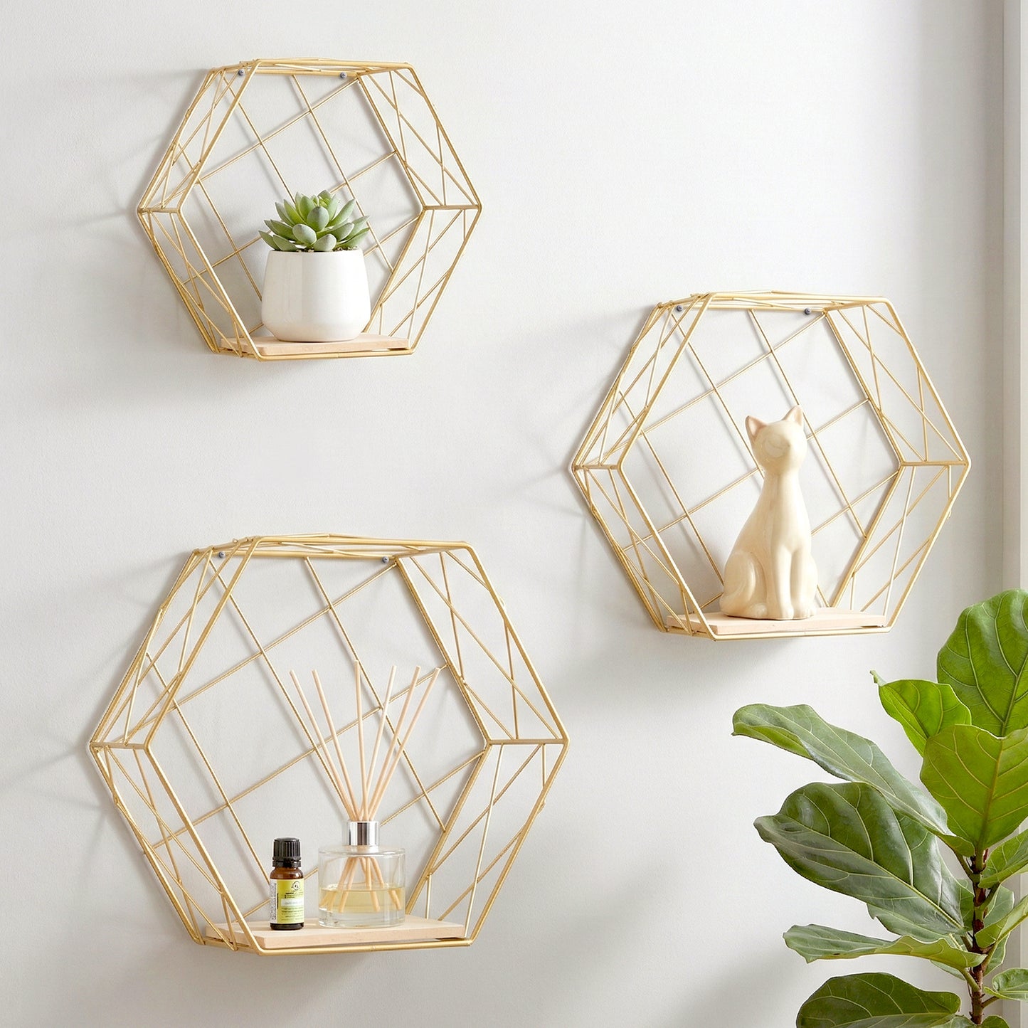 Gold Floating Display Shelves - Set of Three - option view 5