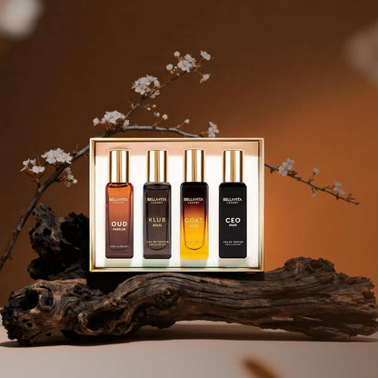 New Bellavita Luxury Men's Perfume Gift Set with CEO Man, G.O.A.T., Klub, and Oud | 80ml | Perfume for Men | Lavender, Patchouli, Lemon, and Caramel Notes | Long Lasting Men's Fragrance
