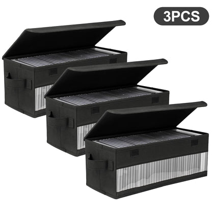 2-Pack or 3-Pack Large Capacity CD/DVD Storage Case – Holds 165 Discs Each –Media Organizer with Zipper Closure & Carry Handles – Portable Disc Holder for Home, Office, or Car