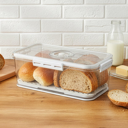 1pc Bread Box, Countertop Airtight Loaf Bread Storage Container With Lid, Portable And Leak Proof Food Sealed Box, For Bread, Toast, Fruit And Vegetable, Kitchen Organizers And Storage, Kitchen Accessories (30.5 cm × 15.75 cm × 15.5 cm)