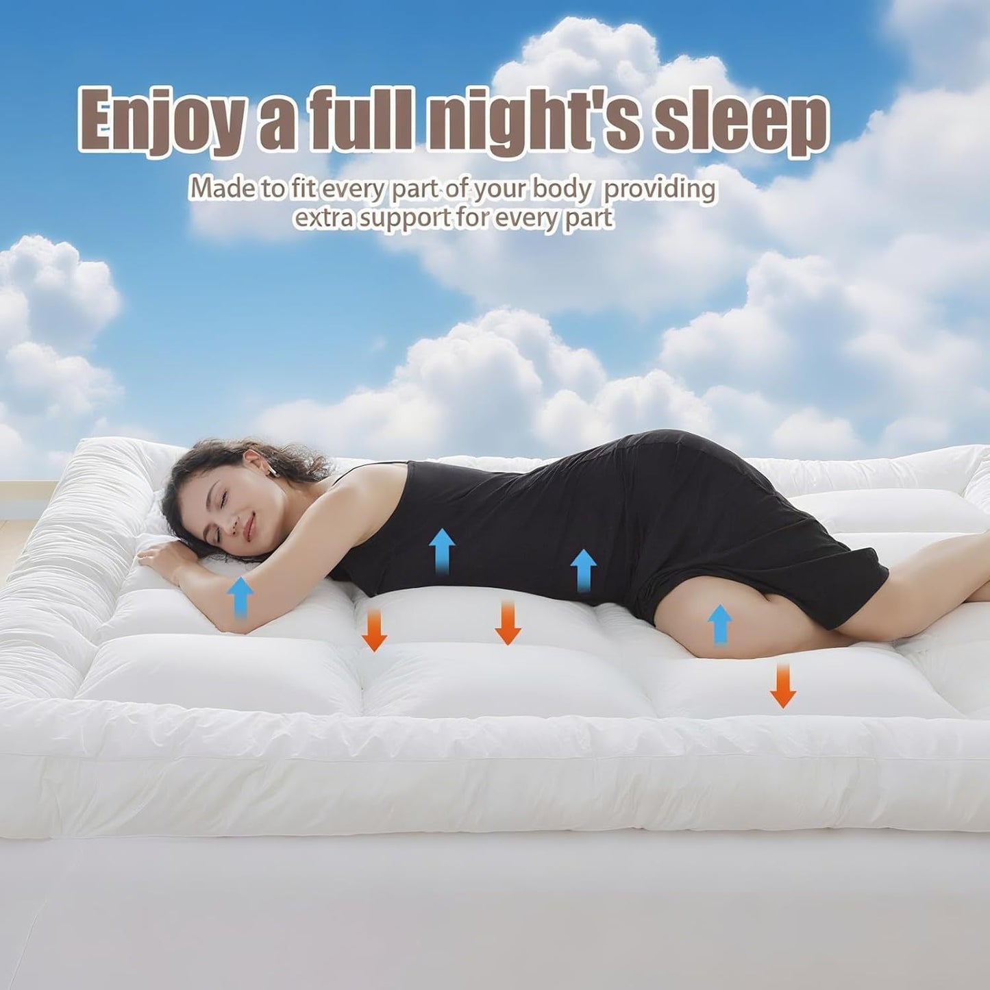 Hotel Quality Mattress Topper Extra Heigh, 10cm / 4 inch Heigh & Extra Soft, Easy Care & Machine Washable, Comes in Small Single, Single, Small Double, Double, King & Super King Sizes. Christmas Gifts