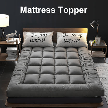 Hotel Quality Mattress Topper 10cm- Ultra-Soft Microfiber, Anti-Shift & Even Weight Distribution, UK Bed Sizes Single/Double/King/Super King, Grey, 1200GSM