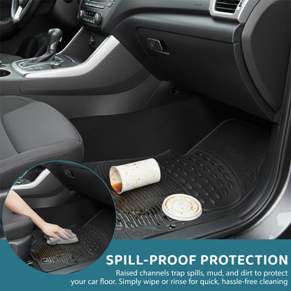 Heavy Duty Rubber Car Mats Universal Non Slip Floor Mats or Waterproof Boot Liner | Trim to Fit All Weather Protection for Cars, Vans, SUVs & Trucks